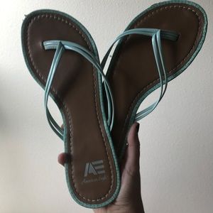 mint green american eagle flip flops